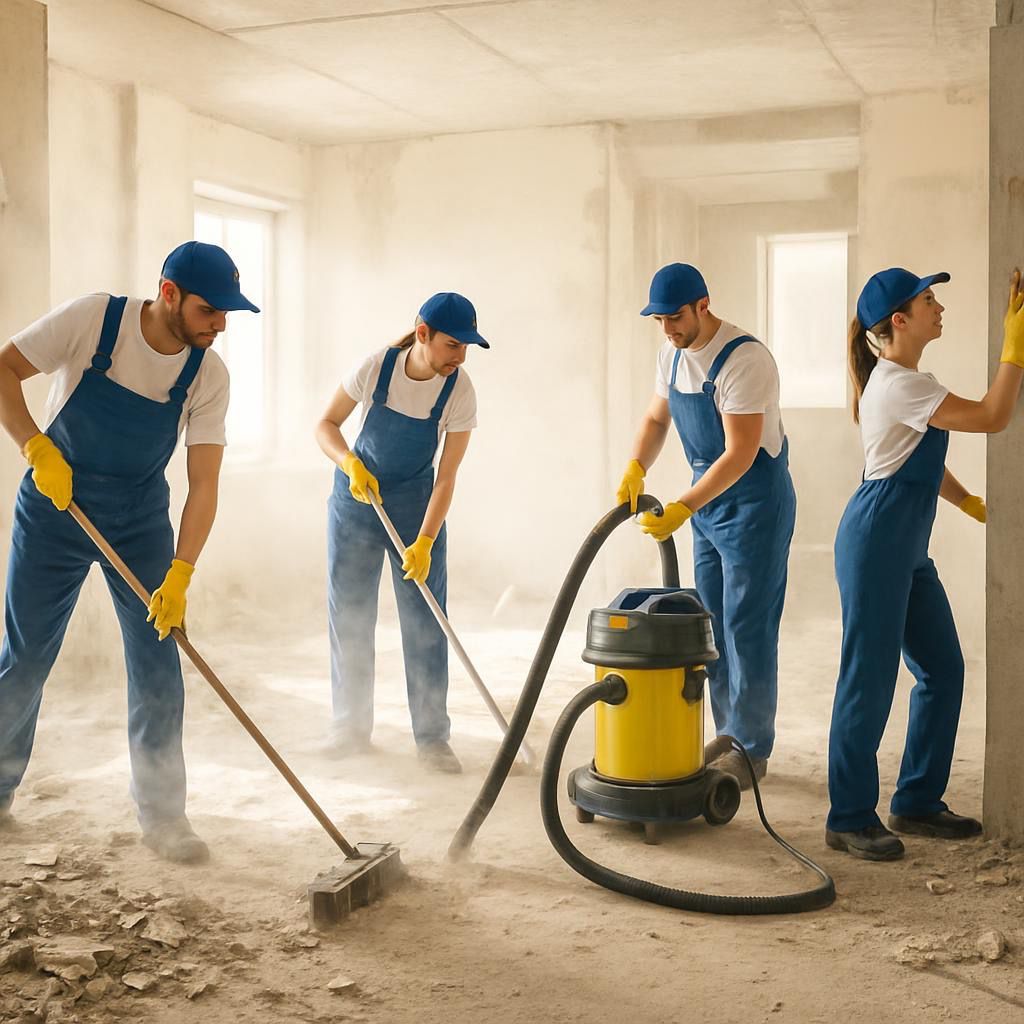 Équipe de nettoyage professionnelle avec technologie
